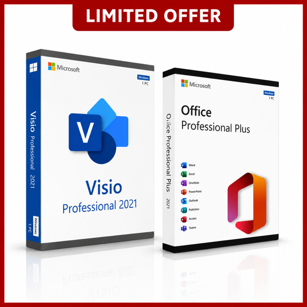 Microsoft Office 2021 Professional Plus & Microsoft Visio Professional 2021 software bundle for Windows