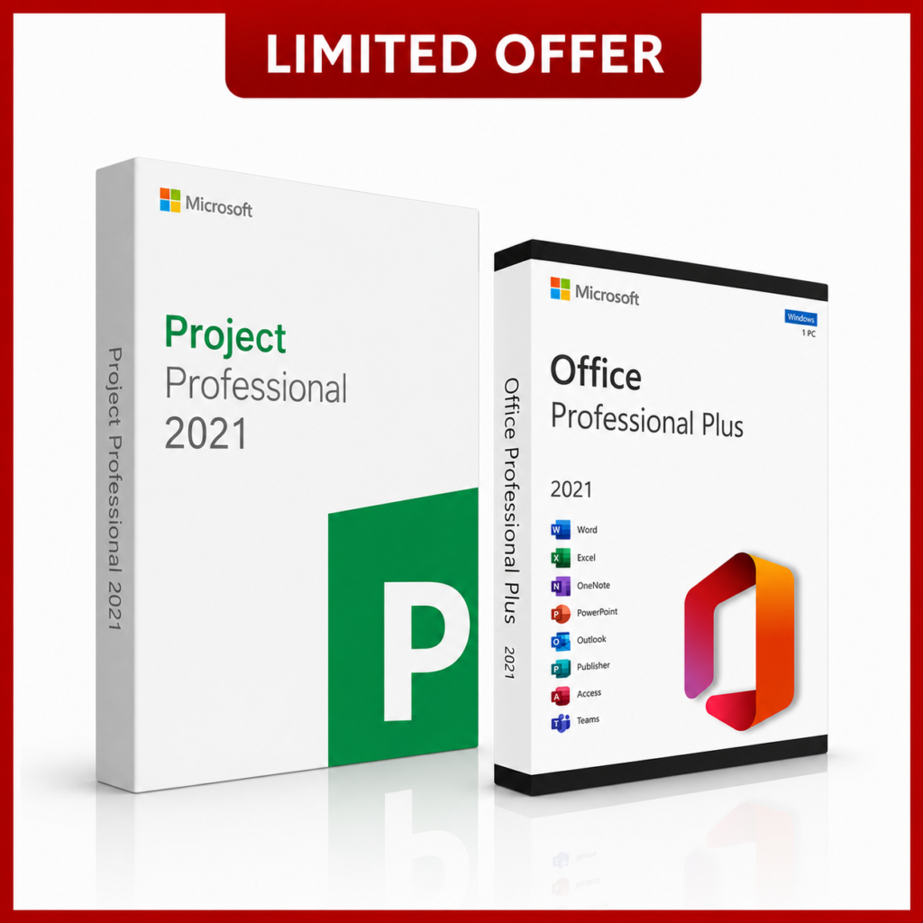 Microsoft Office 2021 Professional Plus & Microsoft Project Professional 2021 software bundle for Windows