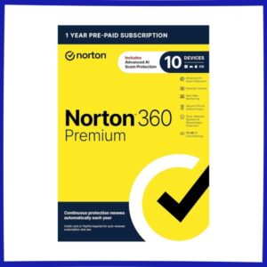 Norton 360 Premium + 75 GB Cloud Storage (10 Devices, 1 Year) – NortonLifeLock Key – UNITED STATES